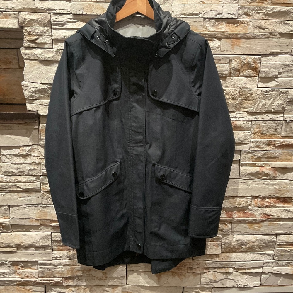Athleta Women’s Rain  Waterproof Hooded  Trench  Black  Coat, Size  S